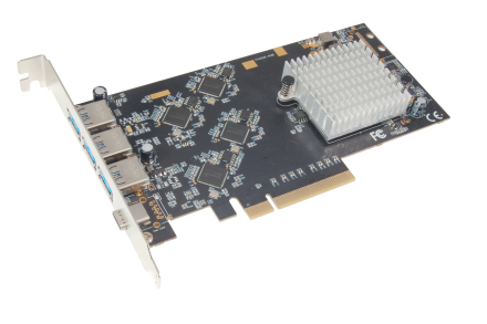 USB 3.2 PCIe quad channel adapter with 3 Type-A ports and 1 Type-C port